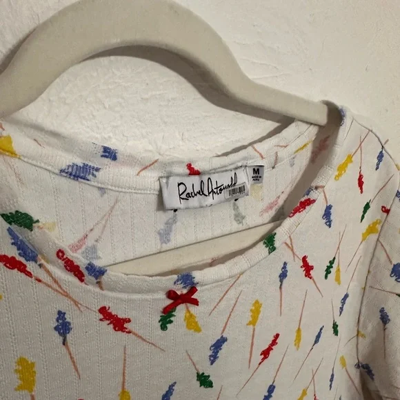 Rachel Antonoff Fitz White T-shirt Dress with Multicolor Pattern - Picture 4 of 5